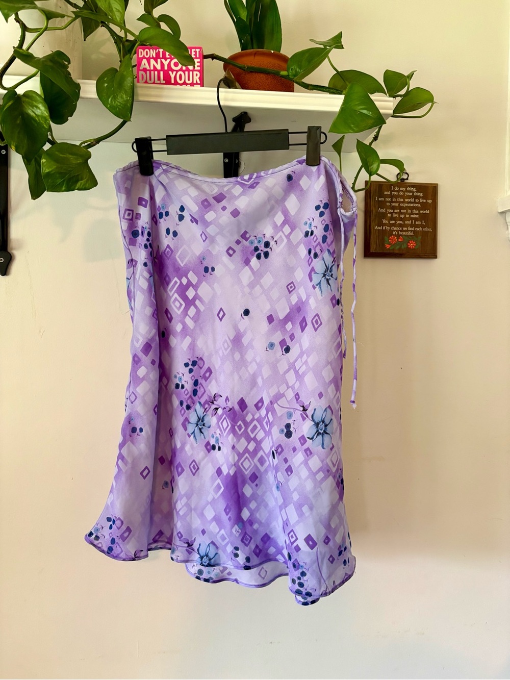 Lilac Floral Tie-Side Sarong Skirt